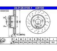 Discofreno 24.0128-0100.1 ATE per MERCEDES-BENZ