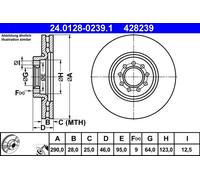 Disco freno ATE 24.0128-0239.1, 1 Pezzo