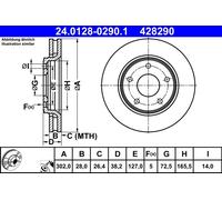 Discofreno 24.0128-0290.1 ATE per FIAT CHRYSLER