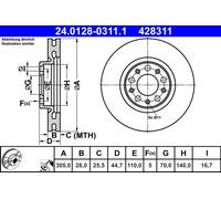 2x ATE 24.0128-0311.1 Disco freno per ALFA ROMEO GIULIA (952) 305mm