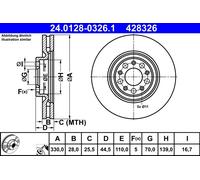 ATE Disco freno 24.0128-0326.1 anteriore ventilato 1 pezzo