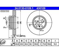 ATE Disco freno 24.0130-0109.1 anteriore, ventilato, altamente carbonizzato, 1 pezzo