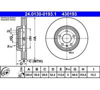 Discofreno 24.0130-0193.1 ATE per AUDI