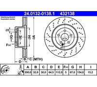 Disco freno ATE 24.0132-0138.1 anteriore, ventilato, altamente carbonizzato, 1 Pezzo
