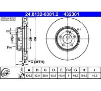Discofreno 24.0132-0301.2 ATE per MERCEDES-BENZ