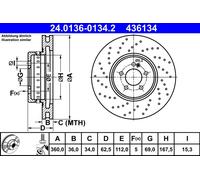 Discofreno 24.0136-0134.2 ATE per MERCEDES-BENZ