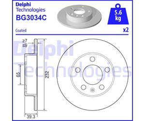 Discofreno BG3034C DELPHI per VW AUDI SEAT SKODA