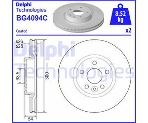 Discofreno BG4094C DELPHI per FORD LAND ROVER VOLVO VOLVO