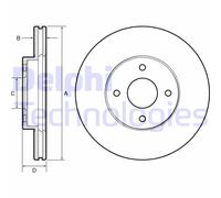 Delphi Disco freno BG4454 ventilato anteriore – kit 2 pezzi per Nissan Micra IV/Note 2013-2016
