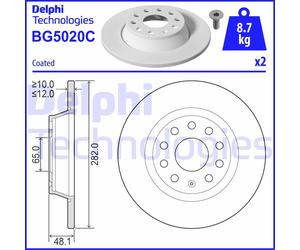 Discofreno BG5020C DELPHI per VW AUDI SEAT SKODA