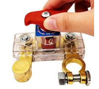 Disconnect Button - Brass, 3.07x2.48x1.97in Isolator Switch High Current Rating | Easy-Turn Knob Battery Power Cut-Off Automotive Battery Disconnect Isolator, BatteryIsolator For Cars, RVs, Truck, Van