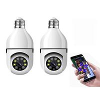 DISCORAMA 2PCS TELECAMERA A LAMPADINA 360°, TELECAMERA DI SORVEGLIANZA WIRELESS CON CONTROLLO REMOTO TRAMITE APP 1080P, TELECAMERA LAMPADINA E27