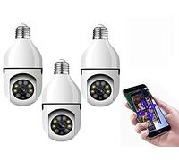 DISCORAMA 3PCS TELECAMERA A LAMPADINA 360°, TELECAMERA DI SORVEGLIANZA WIRELESS CON CONTROLLO REMOTO TRAMITE APP 1080P, TELECAMERA LAMPADINA E27