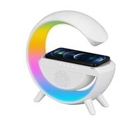DISCORAMA LAMPADA DA COMODINO BLUETOOTH SPEAKER CON RICARICA WIRELESS, LAMPADA ALTOPARLANTE SVEGLIA CON LUCI LED, LAMPADA RICARICA SMARTPHONE CASSA 5W
