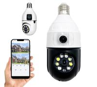 DISCORAMA® - TELECAMERA A LAMPADINA 360°DOPPIA CAMERA, TELECAMERA DI SORVEGLIANZA WIRELESS CON CONTROLLO REMOTO 5MP TRAMITE APP 1080P, TELECAMERA LAMPADINA E27