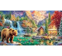 discord_kuangjingjing0805_a_bear_is_eating_salmon_in_the_river_surround Puzzle 1000 pezzi per adulti - Idea regalo perfetta Decorazione murale Attività domestica 75x50/1000pcs