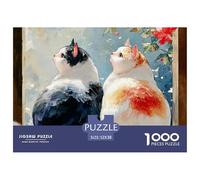 Discord_sinoshow_24085_two_cute_chubby_cats_sit_on_a_windowsill_facing__993872ad-5073-435d-a8a9-fbdedb2ced32_4 1000 Pezzi Puzzle Divertente Ed Emozionante Puzzle, Juego Familiar Anti-Estrés, Regalo D