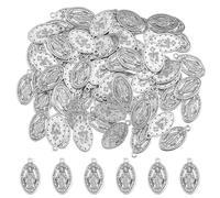DISCOSMETIC 80 Pezzi Antica Lega Argento Religiosa Cattolica Medaglia Ovale Religiosa Vergine Maria Ciondolo Milagrosa Medaglie Pregare Per La Creazione di Gioielli Fai Da Te, Foro: 1.8 mm, Lega di