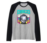 Discoteca a Tema Vintage retrò Danza Anni '70 Maglia con Maniche Raglan