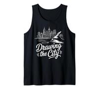 Disegnare, Il, Città, Orizzonte, Urbano, Schizzo, Canotta