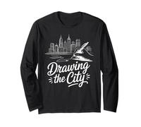 Disegnare, Il, Città, Orizzonte, Urbano, Schizzo, Maglia a Manica