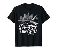 Disegnare, Il, Città, Orizzonte, Urbano, Schizzo, Maglietta