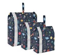 Disegnato a mano Cartoon Stelle Pianeti Cosmonauti 3pcs Viaggio Imballaggio Borse di Immagazzinaggio Portatile Salvaspazio Borse Da Viaggio Organizzatore Set Biancheria Da Letto Storage