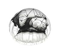 Disegno a linea di coniglio Cuffia da doccia da donna, impermeabile, riutilizzabile, con cordino elastico lavabile, adatta per capelli lunghi e trecce, ideale per la doccia.