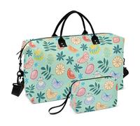 Disegno a linee Frutta Foglia Blu Decorativo Weekender Duffel Bag Palestra Duffel Bag con Cinghia Regolabile per Viaggi di Lavoro Multifunzionale Bolsa para Palestra para Mujer