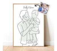Disegno a linee personalizzate da foto, tela ritratto personalizzato, ritratto di coppie, ritratto di disegno al tratto, ritratto artistico da foto, regalo per la festa del papà, Natale, famiglia,