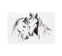 Disegno a linee semplici di due cavalli segni metallici decorazione artistica da parete in latta per bagno toilette toilette fattoria toilette cortile 20x30 cm