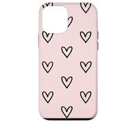 Disegno A Mano Cuore Modello Minimal Doodle Estetico Rosa Custodia per iPhone 12 mini