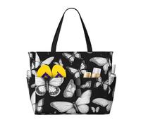 Disegno a mano farfalla di colore 1 Stampa Beach Travel Bag Smart Pocket Tote Estate Vacanza Escursionismo Campeggio Attività all'aperto