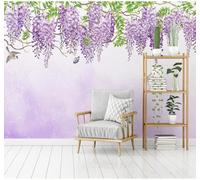 Disegno A Mano Libera: Bella Vite Viola E Farfalla 3D Carta Da Parati Facile Installare Mobili Sfondi Ufficio Divano Camera Letto Sfondo Decorazione Murale-400cm×280cm