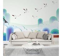 Disegno A Mano Semplice Fresco Geometrico Volo Degli Uccelli Astratto Carta Da Parati 3D Seta lusso Studio Sala Pranzo Divano Camera Per Mobili Letto Soggiorno Tv Muro-200cm×140cm