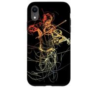 Disegno a una linea del ragazzo del violino vintage Custodia per iPhone XR