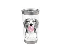 Disegno artistico a forma di cane Beagle che soffia gomma da masticare rosa Bicchiere termico in acciaio inox doppia parete