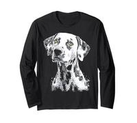 Disegno Artistico con Testo e Motivo Dalmata per Amanti dei Cani Maglia a Manica