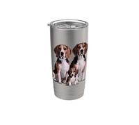 Disegno artistico della famiglia dei cuccioli di Beagle. Bicchiere termico in acciaio inox doppia parete