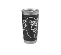 Disegno artistico linea scimpanzé disegno minimalista Primate Design Bicchiere termico in acciaio inox doppia parete