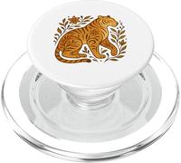 Disegno astratto animale tigre floreale con elementi botanici PopSockets PopGrip per MagSafe
