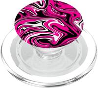 Disegno astratto del modello di turbinio bianco nero rosa PopSockets PopGrip per MagSafe