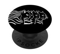 Disegno astratto di arte della linea di illusione ottica dell'onda del gatto PopSockets PopGrip Adesivo