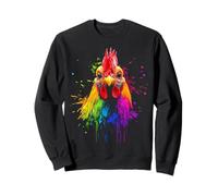 Disegno con un gallo su di esso arcobaleno gallo su un Felpa