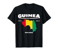 Disegno della mappa della Guinea con coordinate e soprannome Maglietta