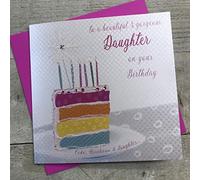 Disegno di Cotone Bianco Carte Cupcake Compleanno con Testo in Inglese del Testo Biglietto di Auguri, Bianco