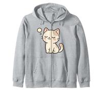 Disegno di Gatto Kawaii Sognando ad Occhi Aperti. Opera d'Arte con Animali Carini. Felpa con Cappuccio