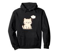 Disegno di Gatto Kawaii Sognando ad Occhi Aperti. Opera d'Arte con Animali Carini. Felpa con Cappuccio