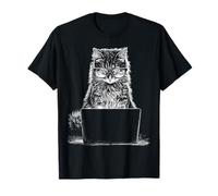 Disegno di gatto portatile ritratto animale stampa motivo opera d'arte gatto Maglietta