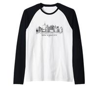 Disegno di Paesaggio Urbano di New York Maglia con Maniche Raglan